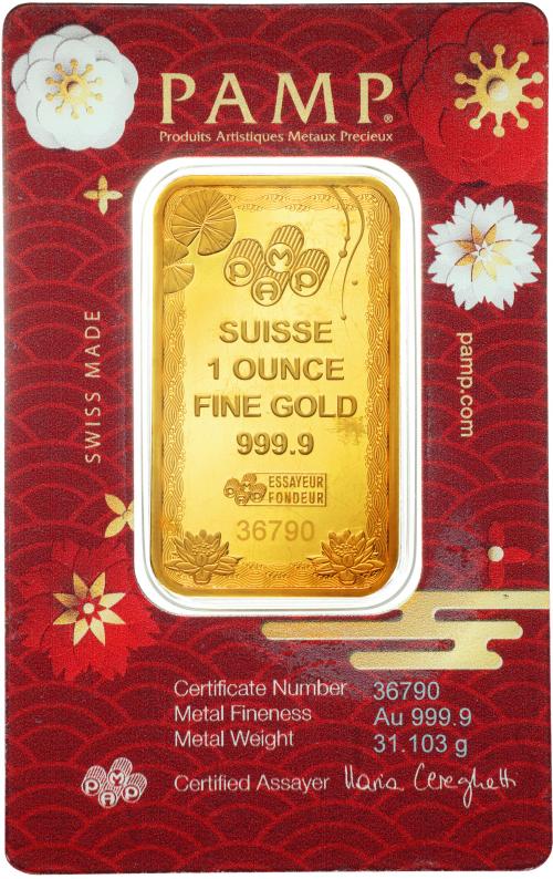 Switzerland Koi Fish 1 Ounce Gold Minted Bar PAMP | Chards