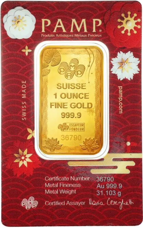 2025 'Good Luck' Koi Fish PAMP 1 oz Gold Bar - Pre-Owned reverse
