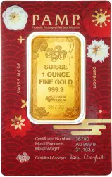 2025 'Good Luck' Koi Fish PAMP 1 oz Gold Bar - Pre-Owned