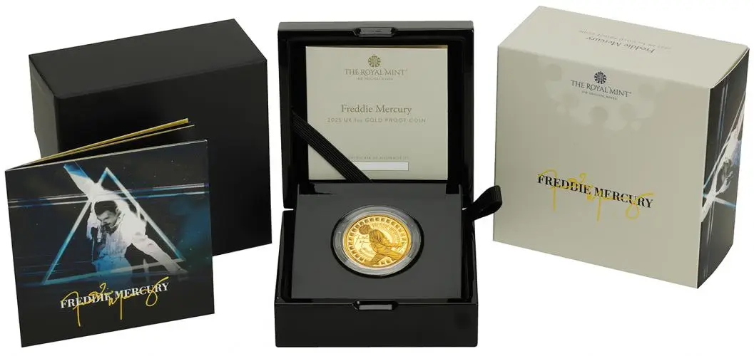 2025 Freddie Mercury 'Music Legends' 1 oz Gold Proof Coin display