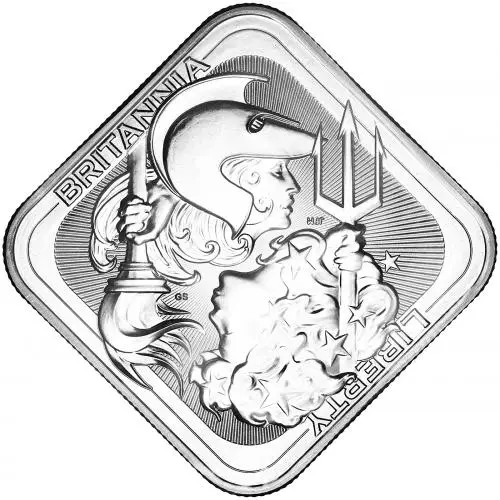 Britannia and Liberty 1 oz Silver Bullion Bar reverse