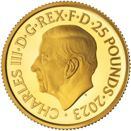 2023 Gold Proof 0.25 Ounce Star Wars Charles III Luke Skywalker and Princess Leia obverse