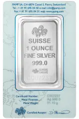 Silver Bullion 1 Ounce Rosa  Bar In Sleeve Pre-Owned PAMP Suisse obverse