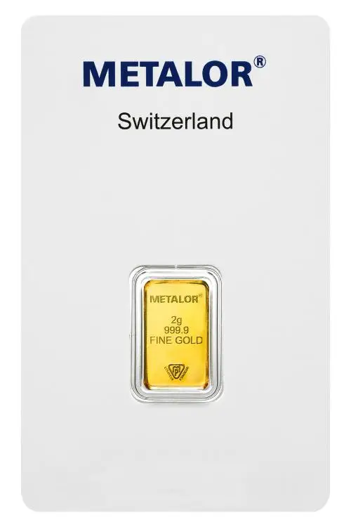 Metalor 2g Minted Gold Bullion Bar  old packaging reverse 3