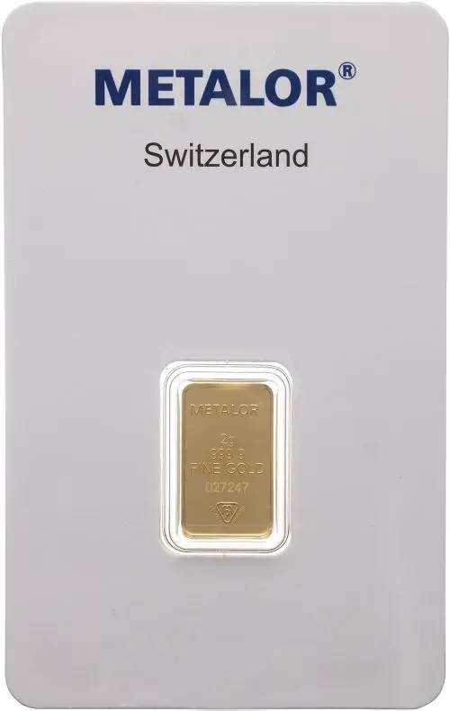 Metalor 2g Minted Gold Bullion Bar  reverse