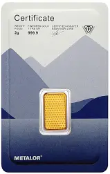 Metalor 2g Minted Gold Bullion Bar  obverse 2