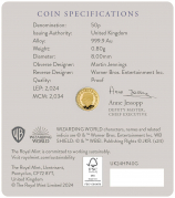 Harry Potter - Winged Keys 2024 UK 1/40 oz Gold Proof Coin