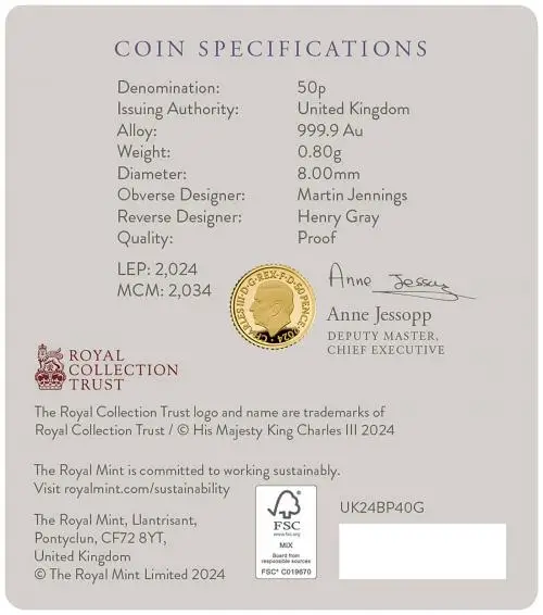 Buckingham Palace 2024 UK 1/40 oz Gold Proof Coin obverse