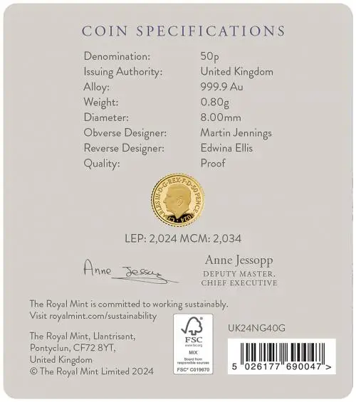 National Gallery 2024 1/40 oz Gold Proof Coin obverse