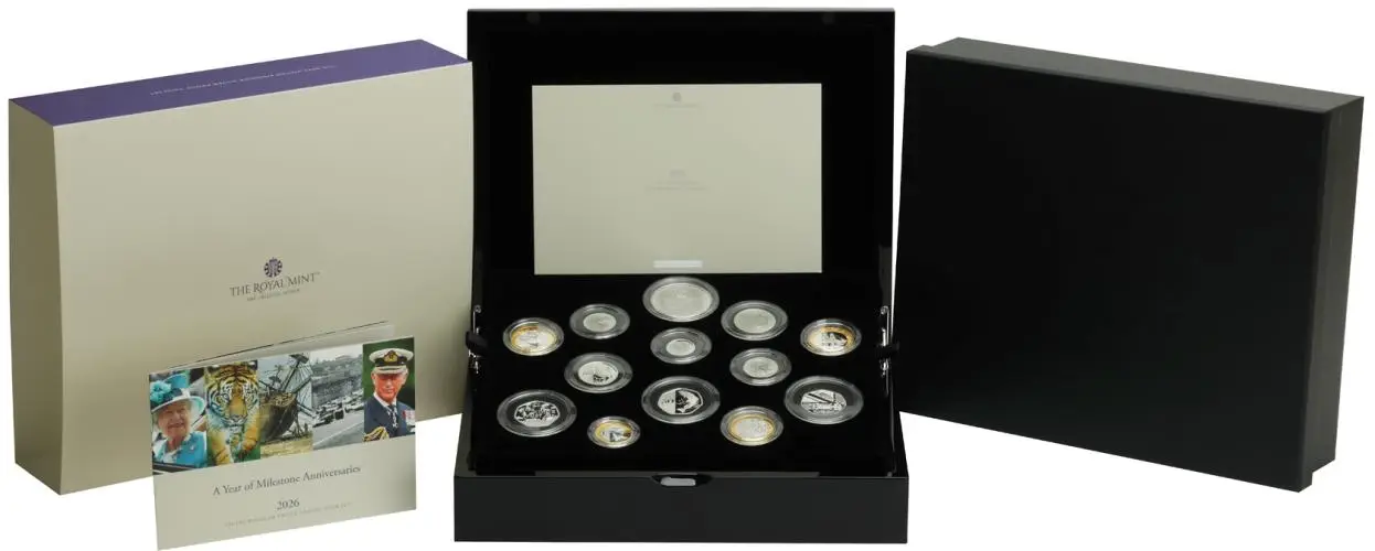 2026 UK Silver Proof Annual 13-Coin Set reverse display