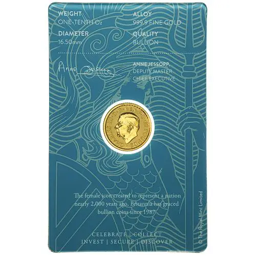 2025 Britannia 0.1 oz Gold Bullion Coin  - In Sleeve obverse