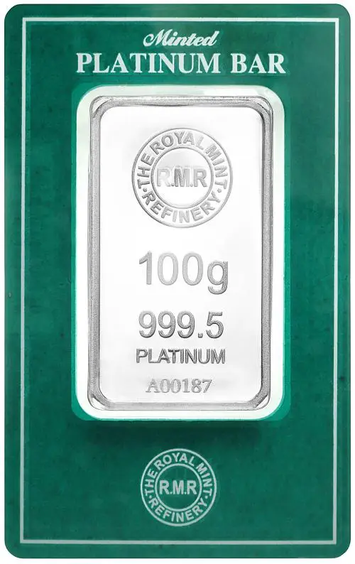 Royal Mint 100g Minted Platinum Bar - Pre-Owned reverse
