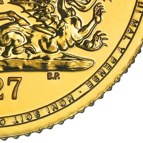 2027 Half Sovereign Gold Bullion Coin reverse security feature chards image