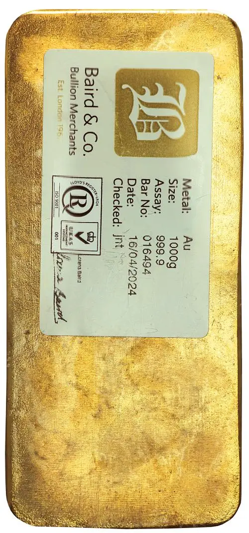 Gold 1 Kilogram Cast  Bar Pre-Owned Baird & Co. obverse