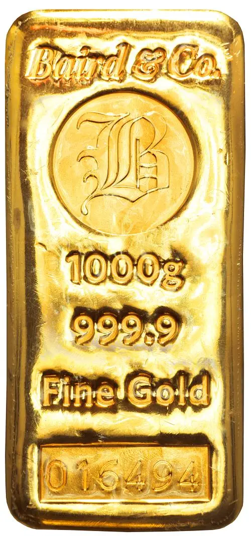 Gold 1 Kilogram Cast  Bar Pre-Owned Baird & Co. reverse