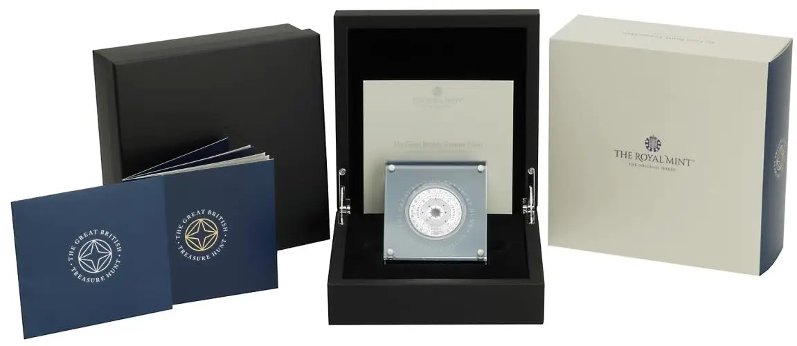 2026 'The Penny Drops' Great British Treasure Hunt £5 Silver Proof display2