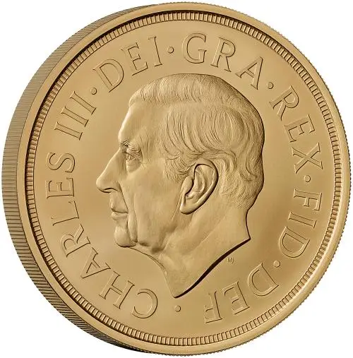 2027 Quintuple Sovereign Gold BU Coin Obverse Edge
