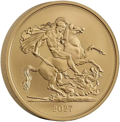 2027 Quintuple Sovereign Gold BU Coin Reverse Edge