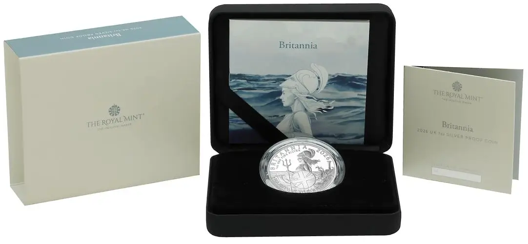 2026 Silver Britannia 1 oz Proof Coin display