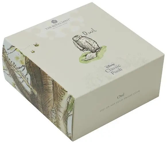 2021 Winnie the Pooh & Friends Gold Proof 'Owl' 50p Coin box