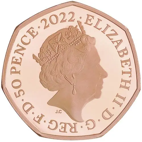 2022 Winnie the Pooh & Friends Gold Proof  'Eeyore' 50p Coin obverse
