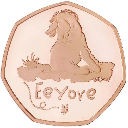 2022 Winnie the Pooh & Friends Gold Proof  'Eeyore' 50p Coin reverse