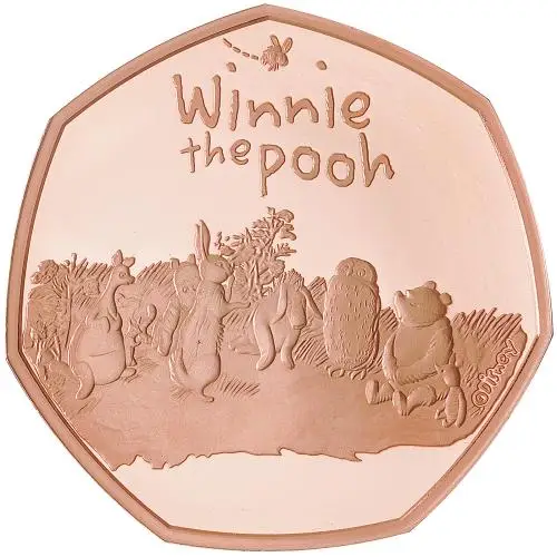 2021 Winnie the Pooh & Friends Gold Proof 50p Coin reverse
