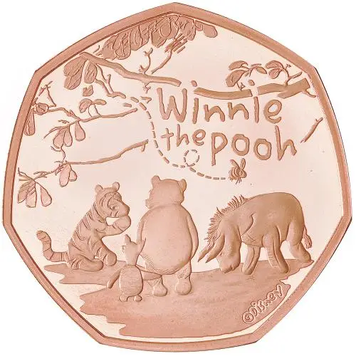 2022 Winnie the Pooh & Friends Gold Proof 50p Coin reverse