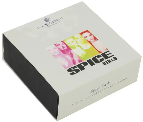 2026 Spice Girls 'Music Legends' Silver Proof 1 oz Coin (Coloured) box