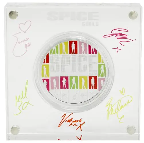2026 Spice Girls 'Music Legends' Silver Proof 1 oz Coin (Coloured) reverse in box