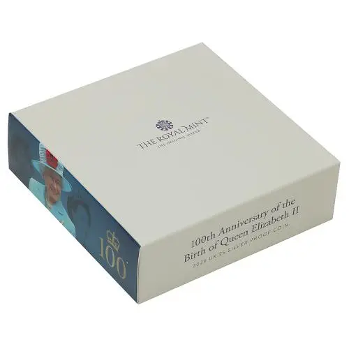 2026 '100th Anniversary of the Birth of Queen Elizabeth II' Silver Proof £5 Coin box