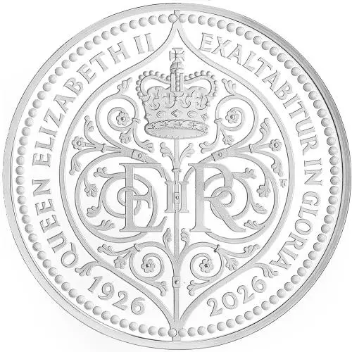 2026 '100th Anniversary of the Birth of Queen Elizabeth II' Silver Proof £5 Coin reverse new