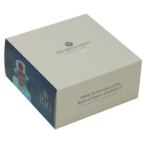 2026 '100th Anniversary of the Birth of Queen Elizabeth II' Gold Proof £5 Coin box