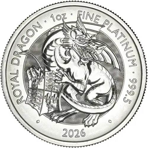 2026 Tudor Beasts 'Royal Dragon' 1 oz Platinum Bullion Coin reverse
