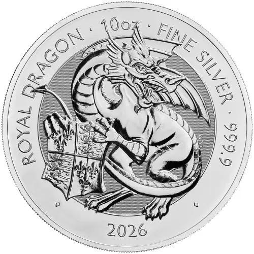 2026 Tudor Beasts 'Royal Dragon' 10 oz Silver Bullion Coin reverse trm