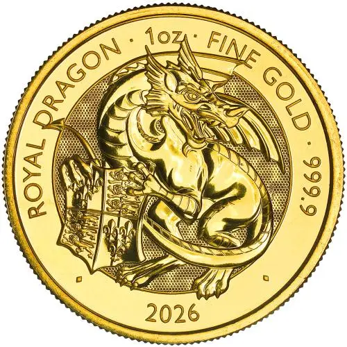 2026 Tudor Beasts 'Royal Dragon' 1 oz Gold Bullion Coin reverse