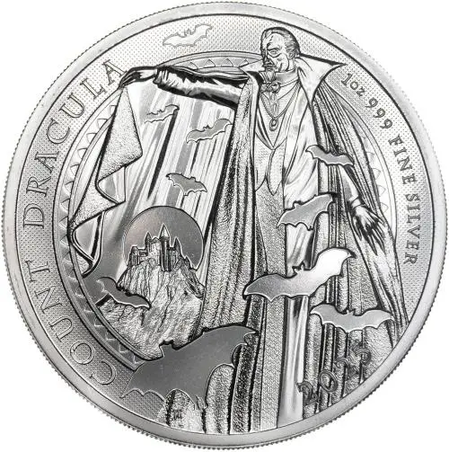2025 Gothic Horror: Count Dracula 1 oz Silver Bullion Coin Pre-Owned reverse