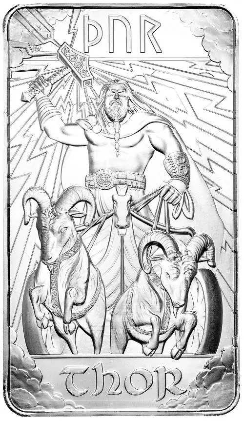 Norse Gods Thor 10 Ounce Silver Bar - Pre-Owned  reverse