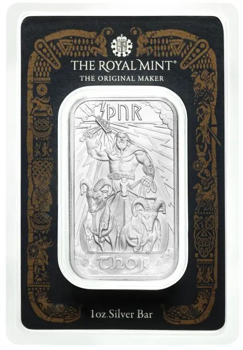 reverse of the Norse Gods Thor 1oz Silver Cast Bar Pre-Owned