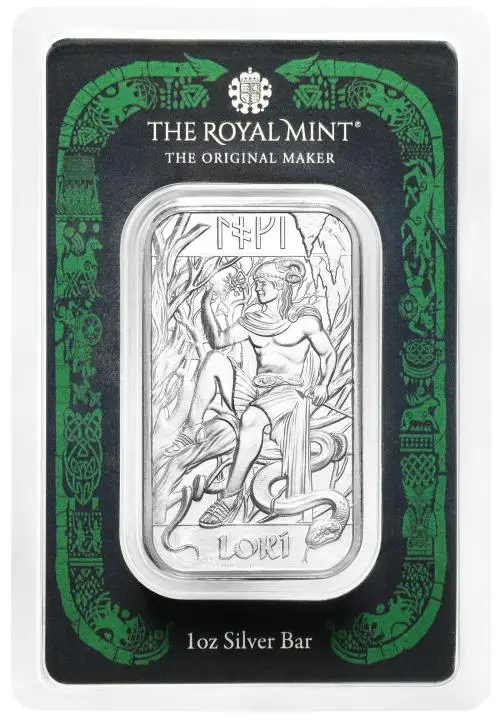Norse Gods Loki 1oz Silver Minted Bar Pre-Owned reverse