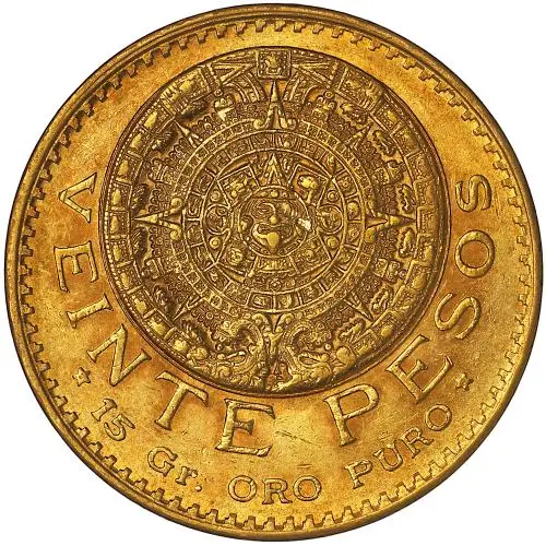 1918 Gold 20 Pesos  Coin Single Mexico obverse