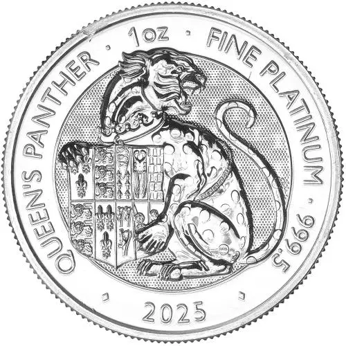2025 Platinum Bullion 1 Ounce Tudor Beasts The Queen's Panther Coin - Pre-Owned reverse