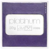 Johnson Matthey Platinum 50g Minted Bar In Sleeve - Pre-Owned