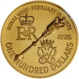 1975 Gold Proof $100 The Royal Visit Coin - Bermuda