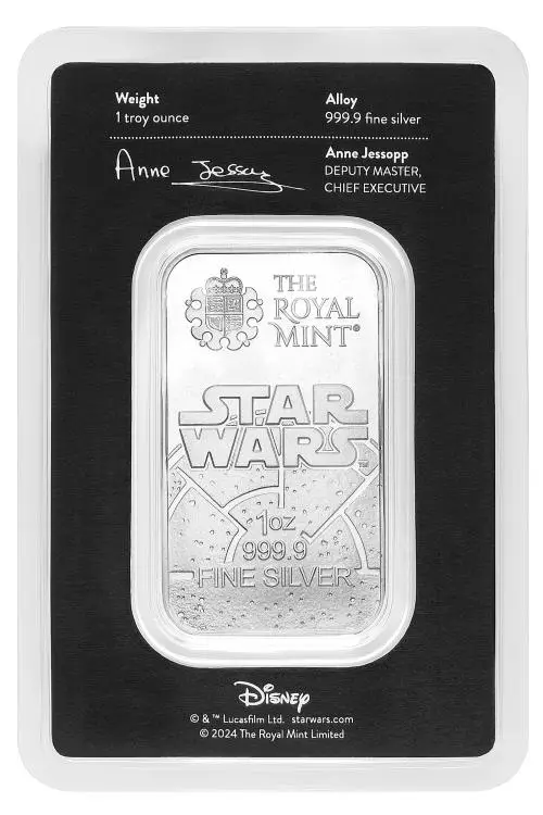 Star Wars Dark Side 1 oz Silver Minted Bullion Bar Pre-Owned obverse packaging