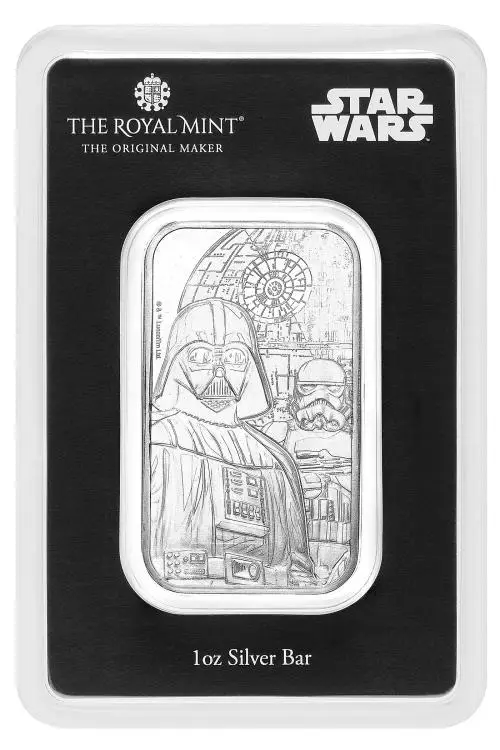 Star Wars Dark Side 1 oz Silver Minted Bullion Bar Pre-Owned reverse packaging