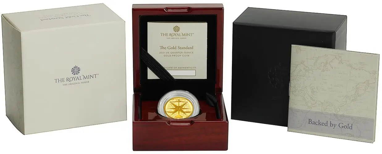 2021 The Gold Standard 0.25 oz Gold Proof Coin display