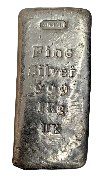 Albion 1 kg Silver Bar Warped - Obverse