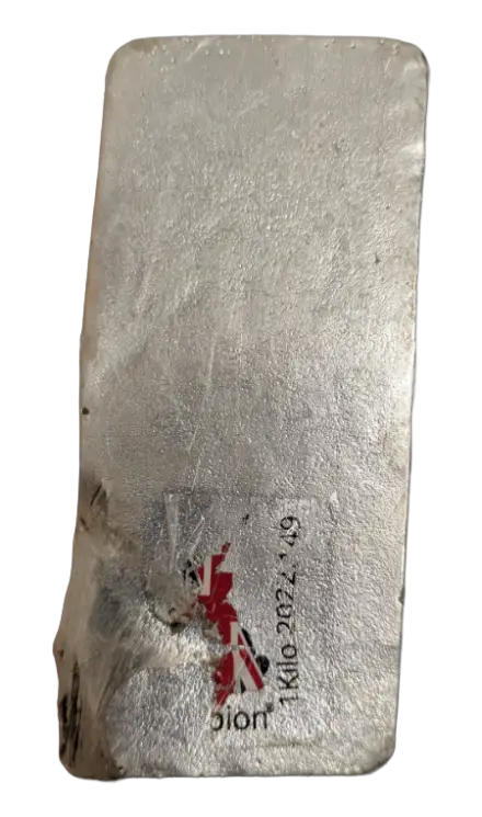 Albion 1 kg Silver Bar Warped - Reverse