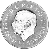  2025 Silver 10 Ounce Queen's Beasts White Greyhound of Richmond Bullion Coin obverse